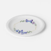 蝶の青い水色の蝶結婚の ペーパープレート (アングル)