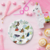 蝶の青飛んでいる緑のヒナギク ペーパープレート (パーティー)