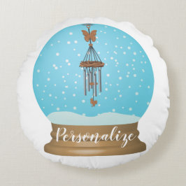 蝶の風鈴の雪の球体 ラウンドクッション