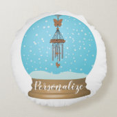 蝶の風鈴の雪の球体 ラウンドクッション (裏面)