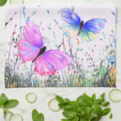 蝶の飛んでいるキッチンタオル キッチンタオル (折り畳み)