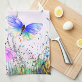蝶の飛んでいるキッチンタオル キッチンタオル (四つ折り)
