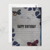 蝶の飾り紙の切り貼り 誕生日 ポストカード (正面/裏面)