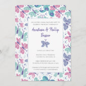 蝶の駆け落ち結婚披露宴パーティー 招待状 (正面/裏面)