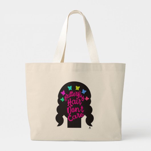 蝶の髪いいえ気におもしろいトレンディーヘアスタイル ラージトートバッグ (裏面)