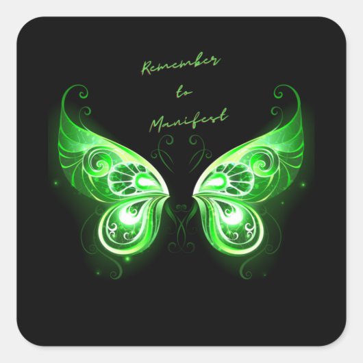 蝶の魅力の法則を覚えてマニフェスト スクエアシール (正面)