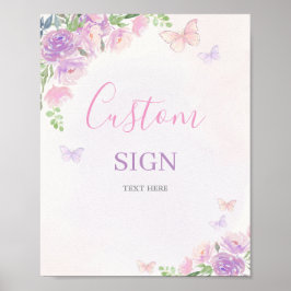 蝶の魅惑ベビーシャワーカスタマイズ ポスター