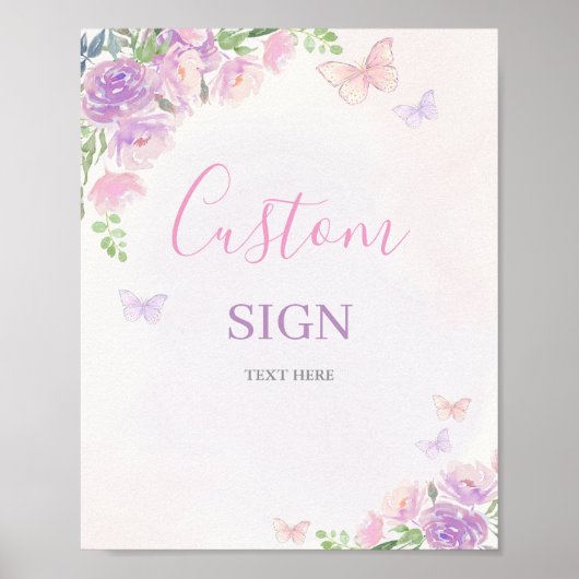 蝶の魅惑ベビーシャワーカスタマイズ ポスター (正面)
