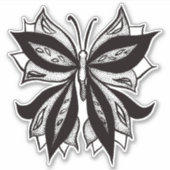 蝶の黒と白の部族刺青 シール (正面)