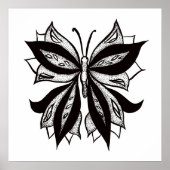 蝶の黒と白の部族刺青 ポスター (正面)