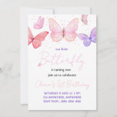 蝶の1歳誕生日パーティー 招待状 (正面)