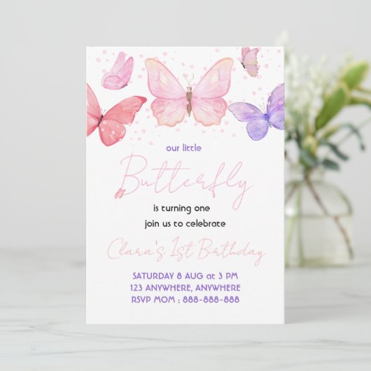 蝶の1歳誕生日パーティー 招待状 (スタンド正面)