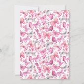 蝶の1歳誕生日 女の子 ピンク ゴールドダスト 招待状 (裏面)