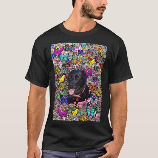 蝶のAbby -黒い実験室犬 Tシャツ (正面)