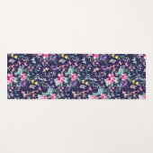 蝶のChinoiserie、鳥の花ネイビーブルー ヨガマット (正面(横))