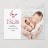 蝶のsipと参照ベビーシャワー招待状 シーズンポストカード (正面)