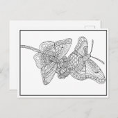 蝶はがきデザイン – 着色カード ポストカード (正面/裏面)