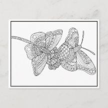 蝶はがきデザイン – 着色カード