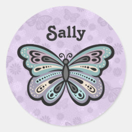 蝶はっきりしたのステッカー ラウンドシール