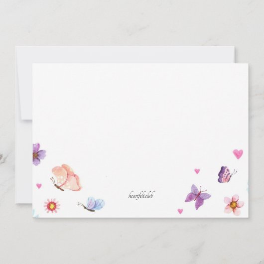 蝶は無料の誕生日パーティー 招待状 (裏面)