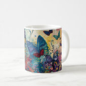 蝶は猫を花に咲かせる。アーサイケデリックト コーヒーマグカップ (正面右)
