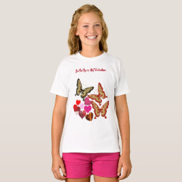 蝶は私のバレンタインスイープハートかわいい女の子 Tシャツ