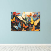 蝶は自然の間を鮮やか飛び絵画回る キャンバスプリント (インサイチュ (ウッドフロア))