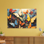 蝶は自然の間を鮮やか飛び絵画回る キャンバスプリント (インサイチュ (リビング))