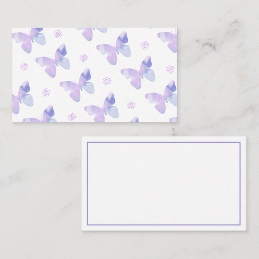 蝶は花の点の背景と縞で飾ります 名刺 (正面/裏面)