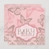 蝶は花弁の招待状の正方形に接吻します 招待状 (正面/裏面)