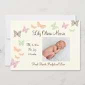 蝶は誕生の発表のアイボリーに接吻します 案内状 (正面)