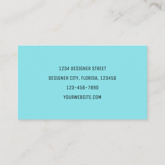 蝶ひまわりティール(緑がかった色)スリバーホワイトエレガント 名刺 (裏面)