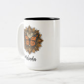 蝶やる気を起こさせる曼荼羅 ツートーンマグカップ (正面左)