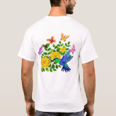 蝶やハチドリ飛んでいるは蜂の上だ Tシャツ (裏面)