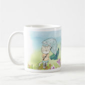蝶よくはしゃぐと傘を自然にした猫 コーヒーマグカップ (左)