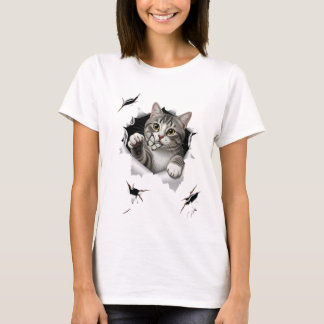蝶よくはしゃぐと多毛茶の猫 Tシャツ