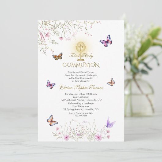 蝶よくはしゃぐの野草最初の聖餐式 招待状 (スタンド正面)