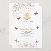 蝶よくはしゃぐの野草最初の聖餐式 招待状 (正面/裏面)