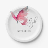 蝶よ オー ガール カスタム ホワイト ベイビー シャワー ペーパープレート (正面)