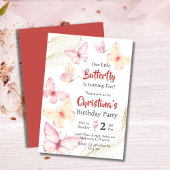 蝶をテーマとしたかわいいモダン至福5歳の誕生日 招待状