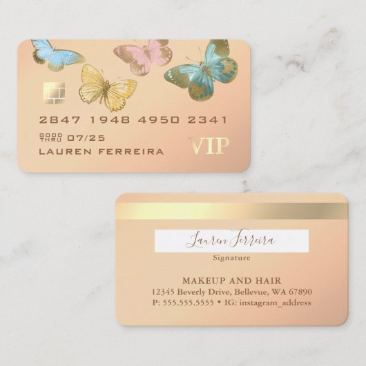 蝶をテーマにしたクレジットカードスタイル名刺 名刺 (正面/裏面)
