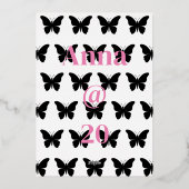 蝶をテーマにした誕生日ディナーパーティーメニュー 箔シーズンカード (裏面)