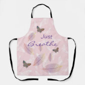 蝶をピンク葉に吸う エプロン (正面)