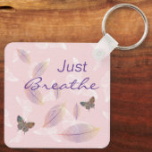 蝶をピンク葉に吸う キーホルダー (裏面)