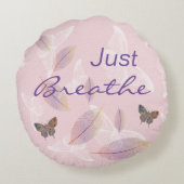 蝶をピンク葉に吸う ラウンドクッション (裏面)