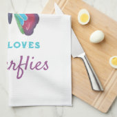 蝶を愛する女の子 キッチンタオル (四つ折り)