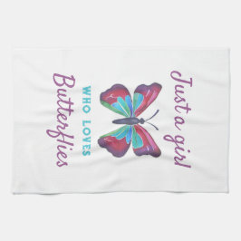 蝶を愛する女の子 キッチンタオル