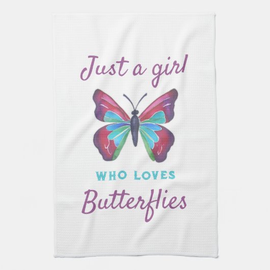 蝶を愛する女の子 キッチンタオル (縦)