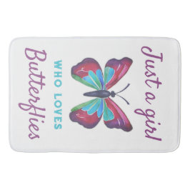 蝶を愛する女の子 バスマット