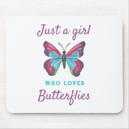 蝶を愛する女の子 マウスパッド